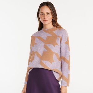 Houndstooth Jacquard Mock Neck Sweater XS